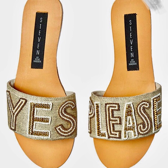 Steve Madden Shoes - Steve Madden ‘Yes Please’ fabric and pearl slides. Size 8. NWT